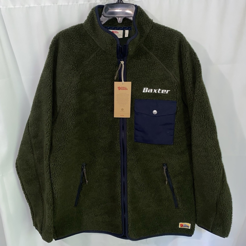 NWT Fjallraven Vardag Pile Fleece Jacket Coat Green Mens XL 84158 Baxter Logo